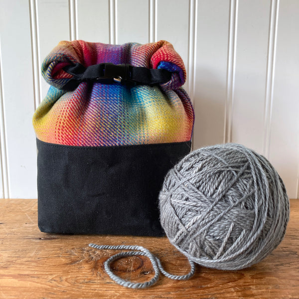 Mini Wax and Wool Trundle Bag- Rainbow plaid