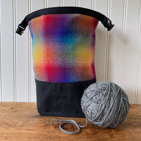 Mini Wax and Wool Trundle Bag- Rainbow plaid