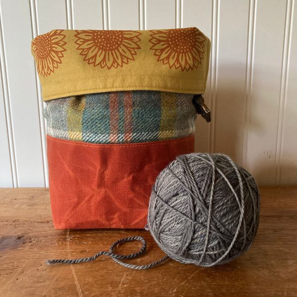Mini Wax and Wool Trundle Bag- Sunflower