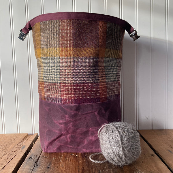 Wax and Wool Trundle Bag- purple yarn