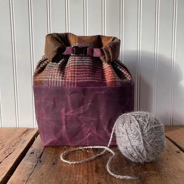 Wax and Wool Trundle Bag- purple yarn