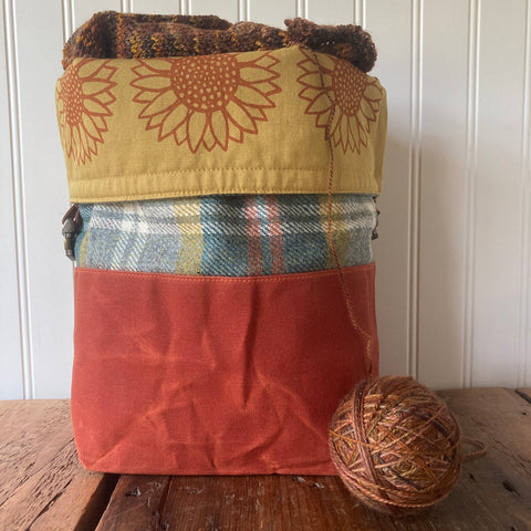 Wax and Wool Trundle Bag- Sunflowers