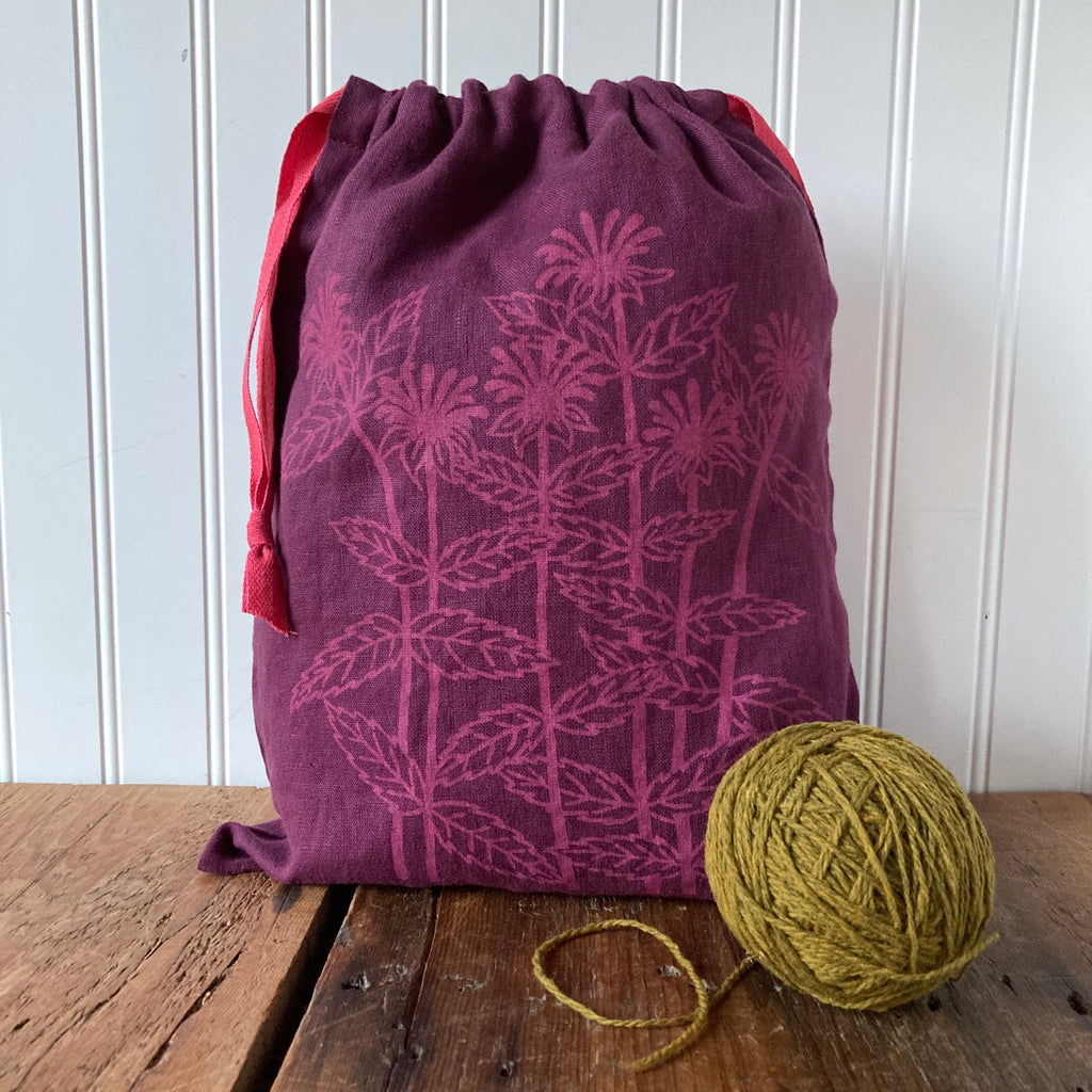 Large Linen Drawstring Bag - Beebalm