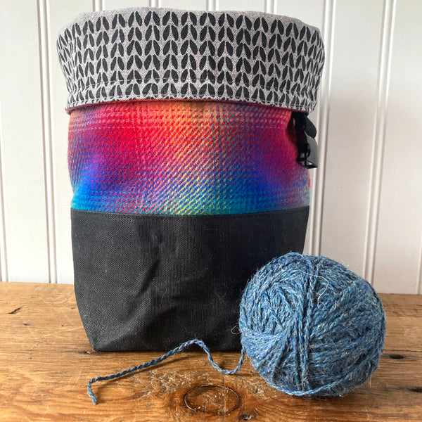 Mini Wax and Wool Trundle Bag- Rainbow plaid