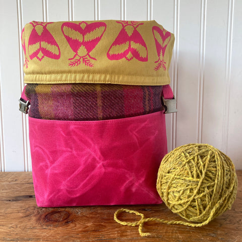 Wax and Wool Trundle Bag- Rosy Maple Moth