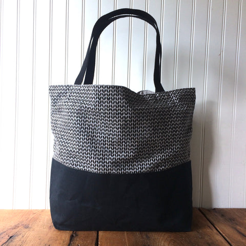 Beeswaxed Bottom Tote Bag - Black