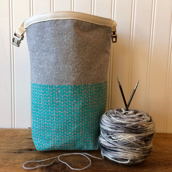 Knit Stitch Mini Trundle Bag- Turquoise