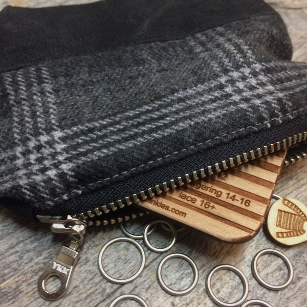 Bits and bobbles purse-  grey plaid wax and wool edition