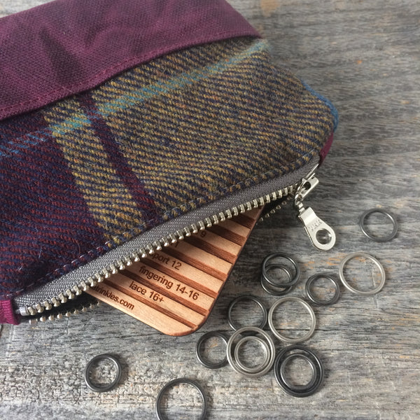 Bits and bobbles purse-  purple wax and wool edition