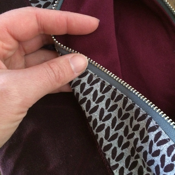 Notions pouch- Purple knit stitch cross-body